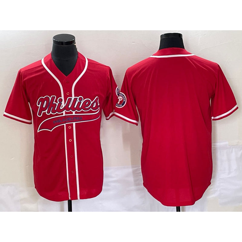 Philadelphia Phillies Blank Red CONTON Cool Base Stitched Jersey