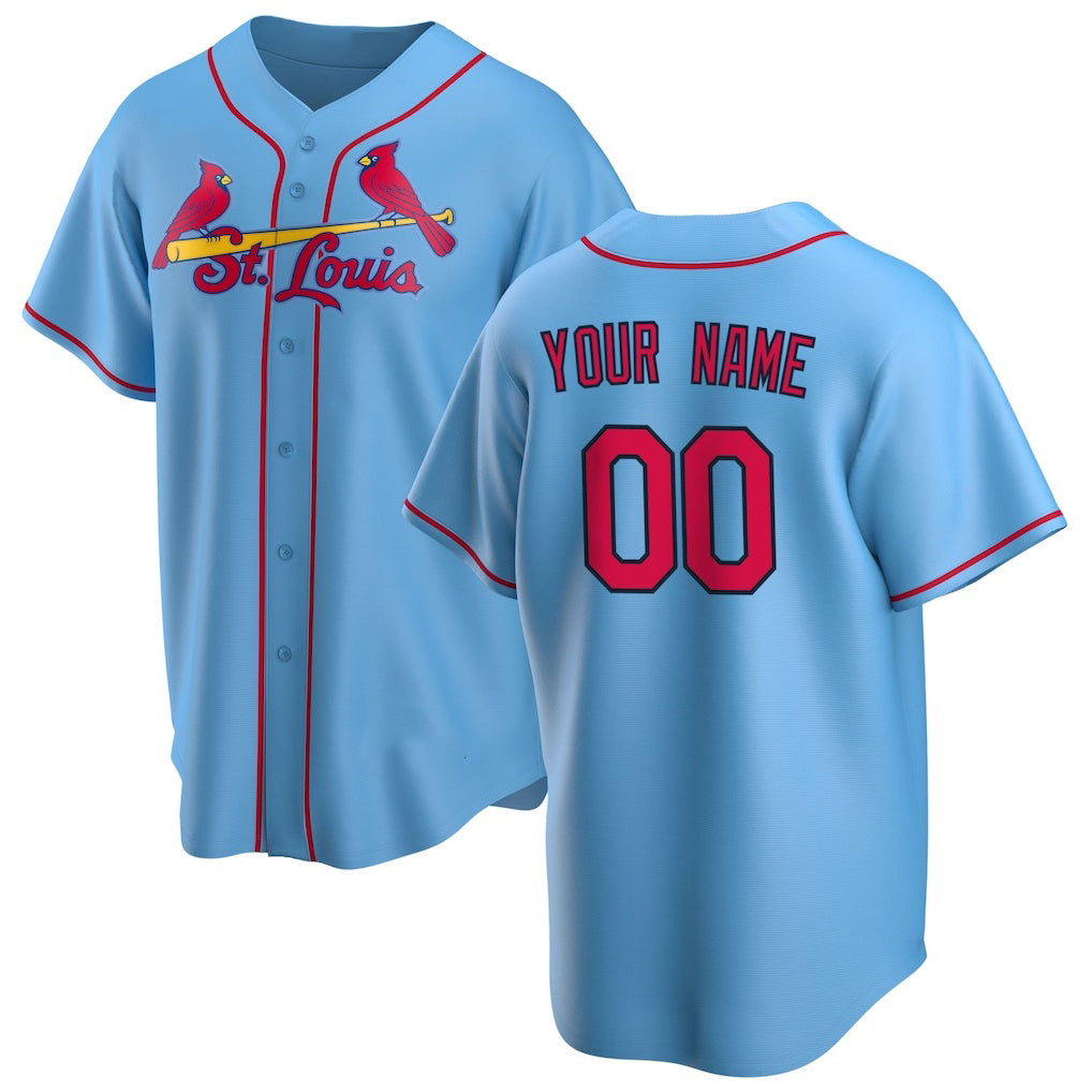Custom St. Louis Cardinals Light Blue CONTON Alternate Replica Jersey