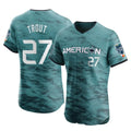 Los Angeles Angels #27 Mike Trout Player Teal CONTON Elite American League Game Vapor Premier All-Star Stitched Jerseys