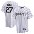 Colorado Rockies #27 Jordan Beck Player White CONTON Game Home Stitched Jerseys