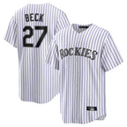 Colorado Rockies #27 Jordan Beck Player White CONTON Game Home Stitched Jerseys