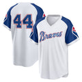 Atlanta Braves #44 Hank Aaron White CONTON Home Cooperstown Collection Player Jersey