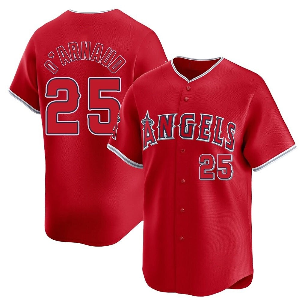Los Angeles Angels #25 Travis d'Arnaud Player Red CONTON Home Limited Stitched Jerseys