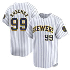 Milwaukee Brewers #99 Gary Sanchez Player White CONTON Stripes Home Game Stitched Jerseys