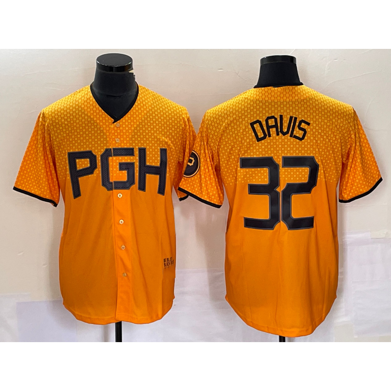 Pittsburgh Pirates #32 Henry Davis Yellow CONTON 2023 City Connect Stitched Jersey 2
