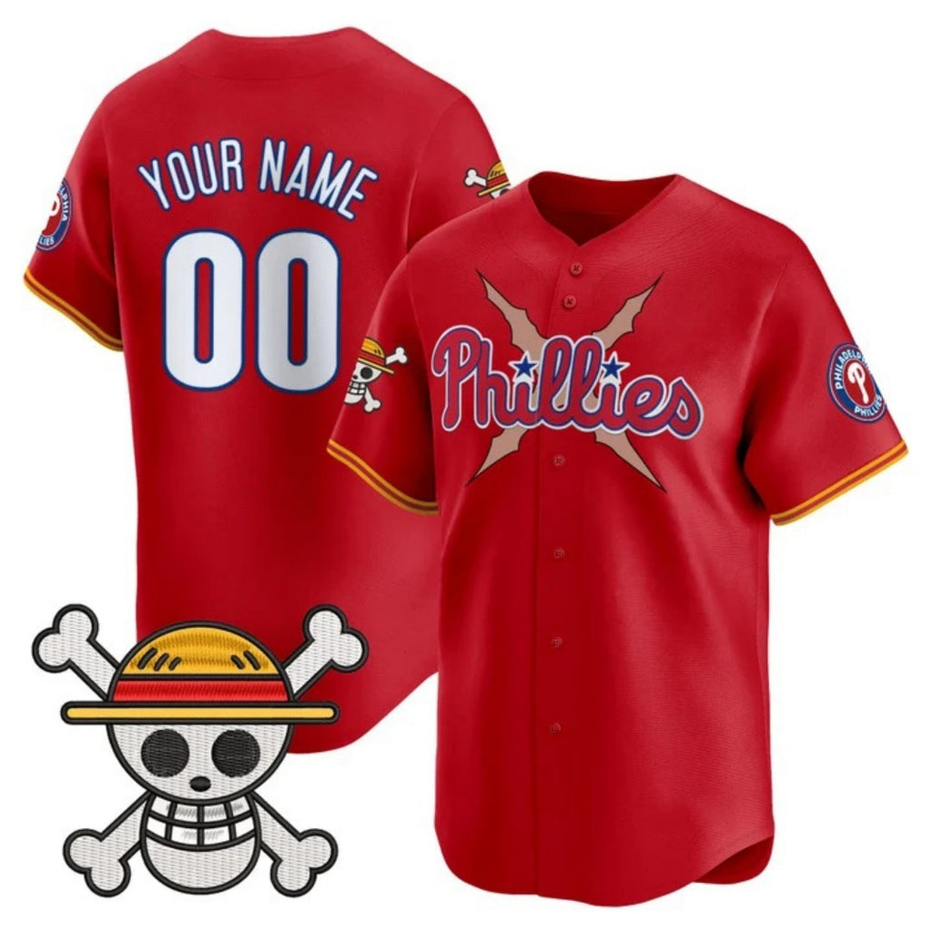 Custom Philadelphia Phillies x One Piece Red CONTON Vapor Premier Limited Jersey - Stitched