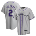 Colorado Rockies #2 Tyler Freeman Player Gray CONTON Game Home Stitched Jerseys