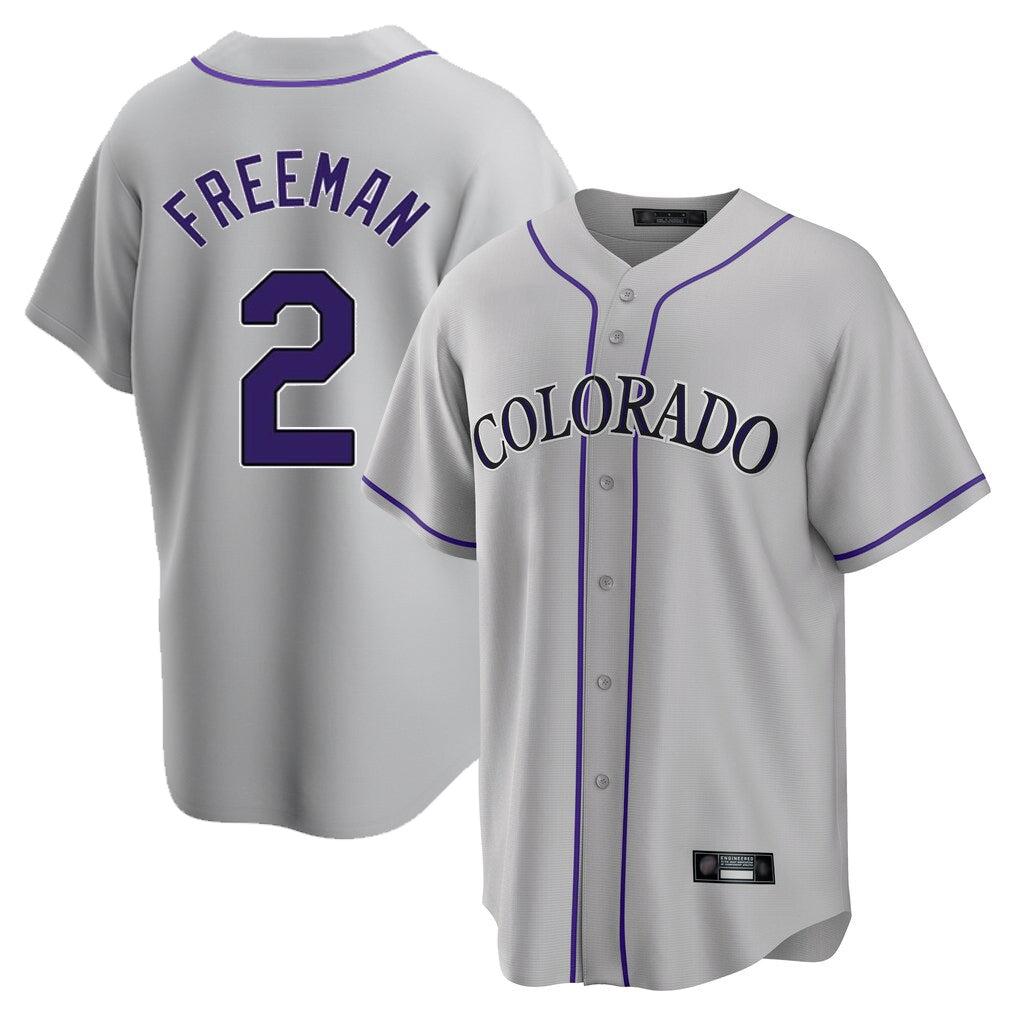 Colorado Rockies #2 Tyler Freeman Player Gray CONTON Game Home Stitched Jerseys