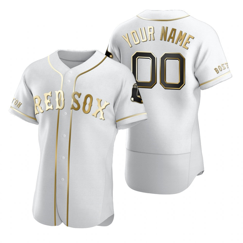 Custom Boston Red Sox White CONTON Stitched Flex Base Edition Jersey