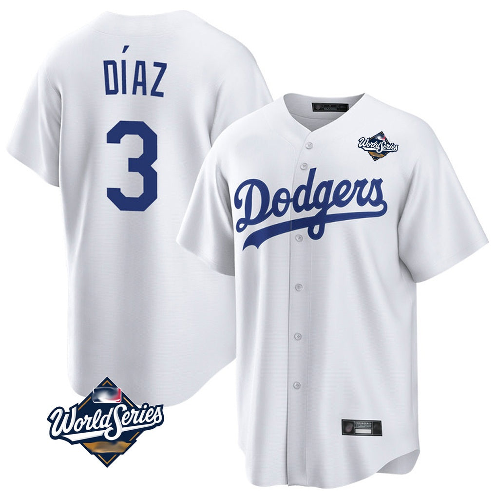 Los Angeles Dodgers #3 Edwin D¨ªaz Player White CONTON World Series Game Home Stitched Jerseys