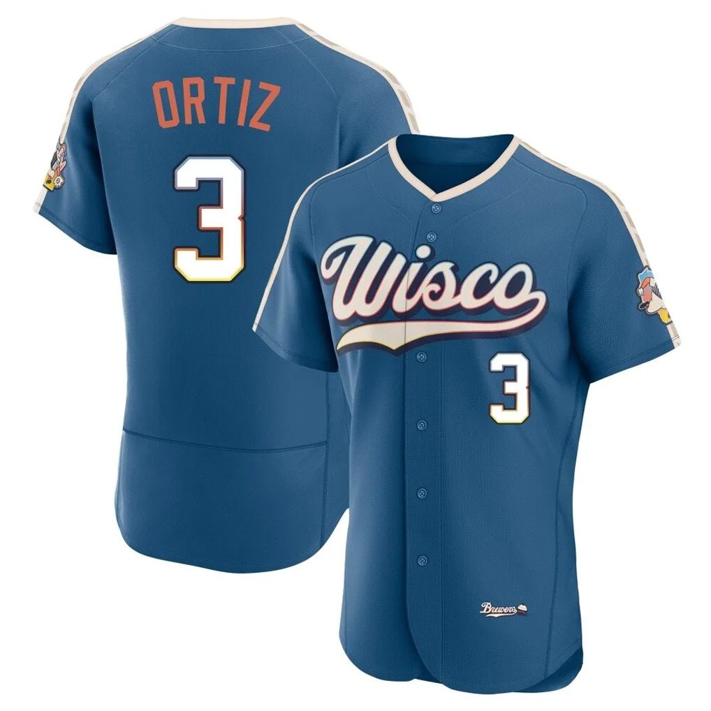 Milwaukee Brewers #3 Joey Ortiz Player Blue CONTON 2026 City Connect Home Limited Elite Stitched Jerseys