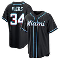 Miami Marlins #34 Liam Hicks Player Black CONTON Fashion Out Home Game Stitched Jerseys