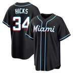 Miami Marlins #34 Liam Hicks Player Black CONTON Fashion Out Home Game Stitched Jerseys
