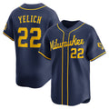 Milwaukee Brewers #22 Christian Yelich Navy CONTON Alternate Limited Jersey