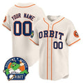 Custom Houston Astros Orbit Patch Vapor Premier Limited Jersey ¨C Cream CONTON