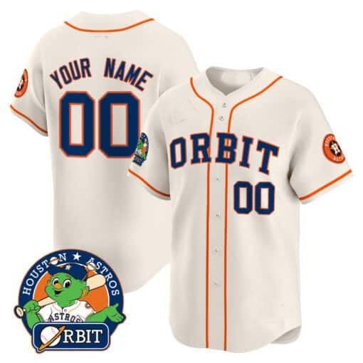 Custom Houston Astros Orbit Patch Vapor Premier Limited Jersey ¨C Cream CONTON