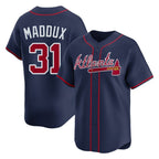 Atlanta Braves #31 Greg Maddux Player Navy CONTON Limited Home Game Stitched Jerseys