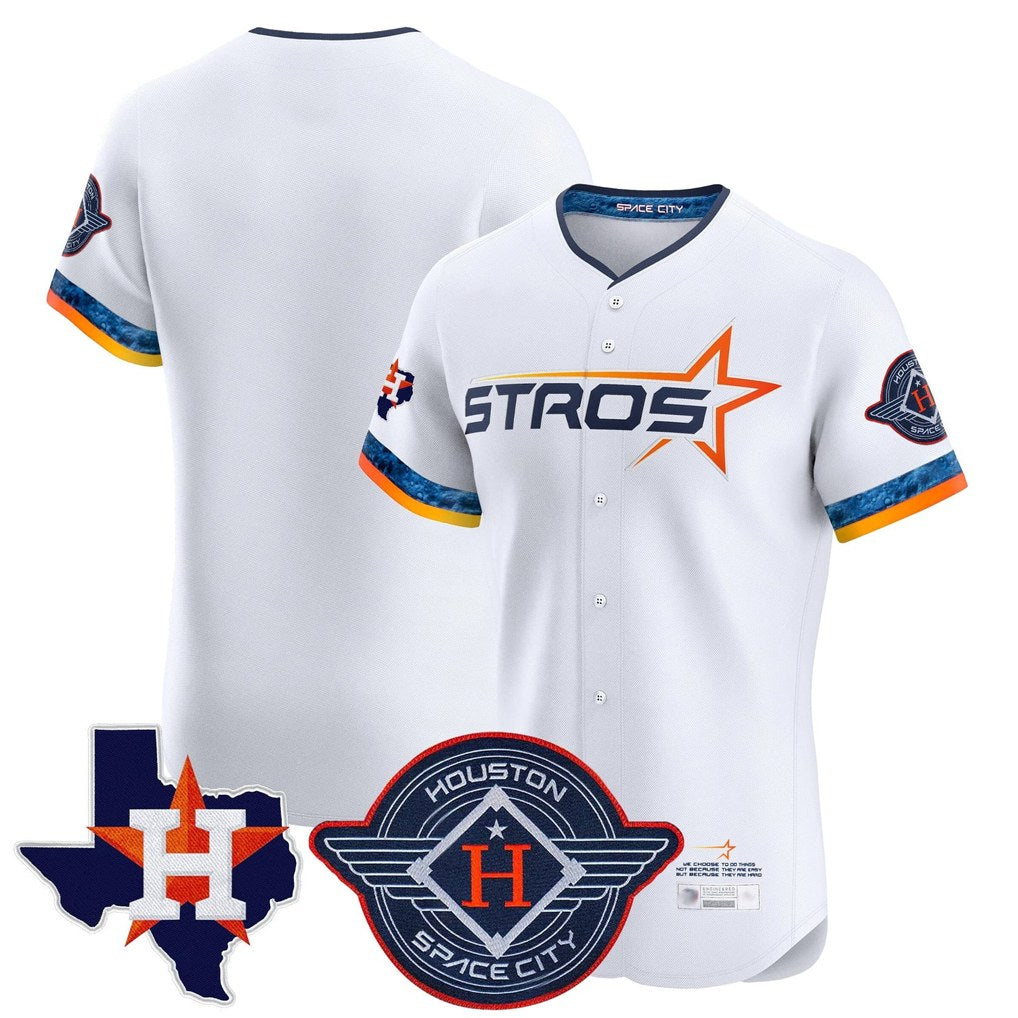 Houston Astros Blank Player White CONTON City Connect Texas Patch Vapor Premier Limited Elite Home Stitched Jerseys