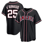 Los Angeles Angels #25 Travis d'Arnaud Player Black CONTON Fashion Out Home Game Stitched Jerseys