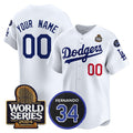 Custom Los Angeles Dodgers ACTIVE PLAYER White CONTON 2024 World Series With Fernando Memorial Patch Limited Stitched Jersey