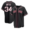 Boston Red Sox #34 David Ortiz Player Black CONTON Out Home Game Stitched Jerseys