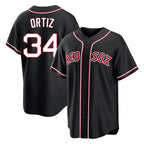 Boston Red Sox #34 David Ortiz Player Black CONTON Out Home Game Stitched Jerseys