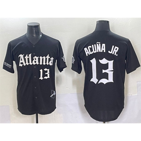 Atlanta Braves #13 Ronald Acuna Jr. Black CONTON Gothic South x Outkast Edition Vapor Limited Stitched Jersey