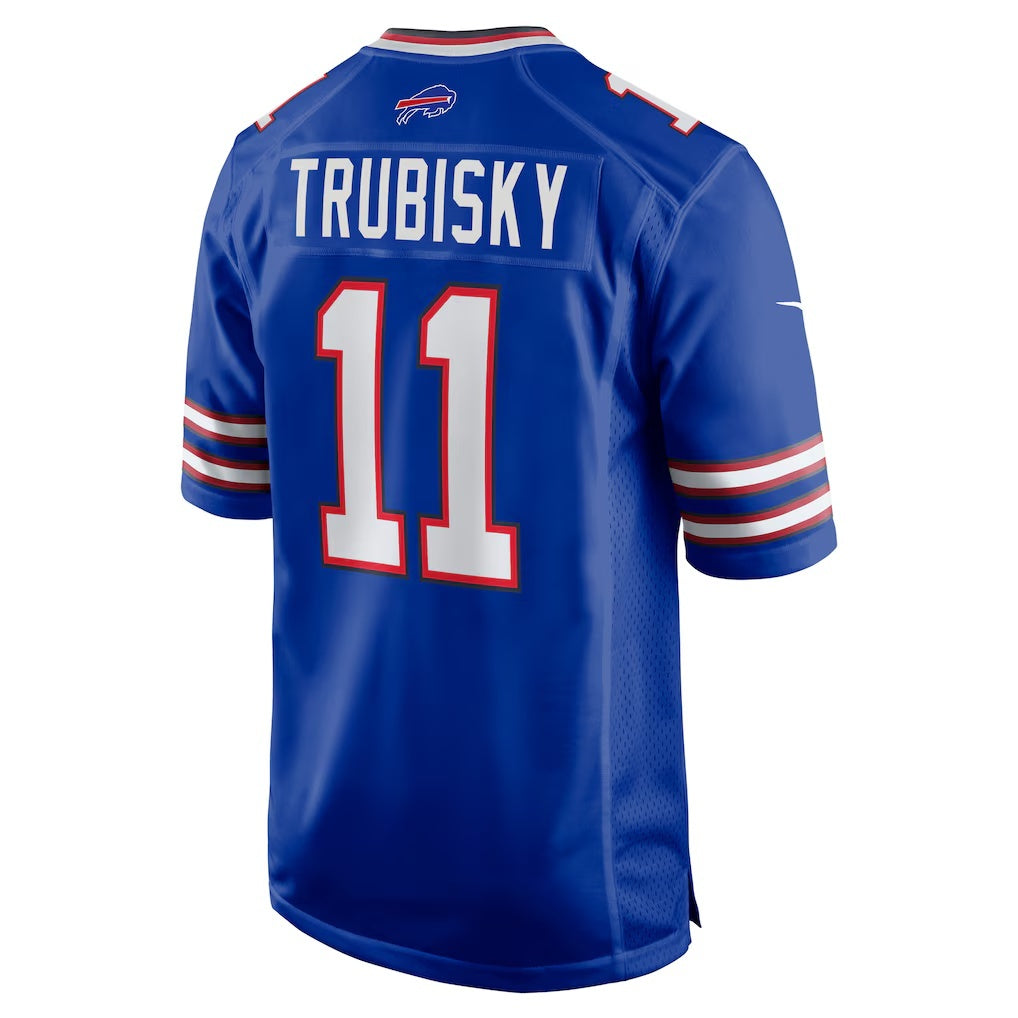 B.Bills #11 Mitchell Trubisky Royal CONTON Game Jersey