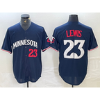Minnesota Twins #23 Royce Lewis Number 2023 Navy Blue CONTON Cool Base Stitched Jersey 2