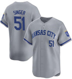 Kansas City Royals #51 Brady Singer Gray CONTON Away Stitched Jersey