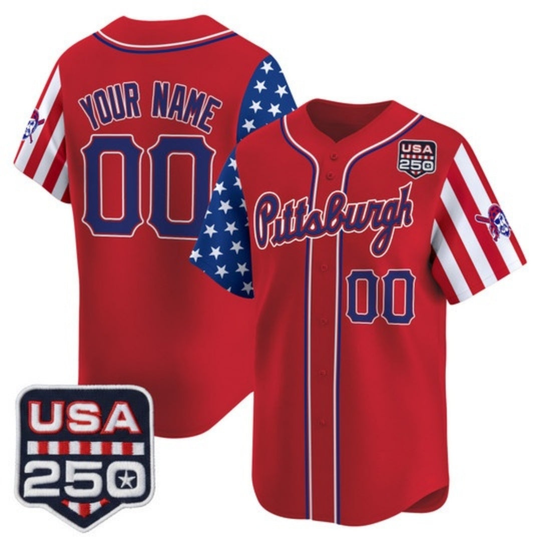 Custom Pittsburgh Pirates America 250 Edition Vapor Premier Limited Red CONTON Stitched Jerseys