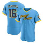Milwaukee Brewers #16 Blake Perkins Player Light Blue CONTON City Connect Home Limited Elite Stitched Jerseys