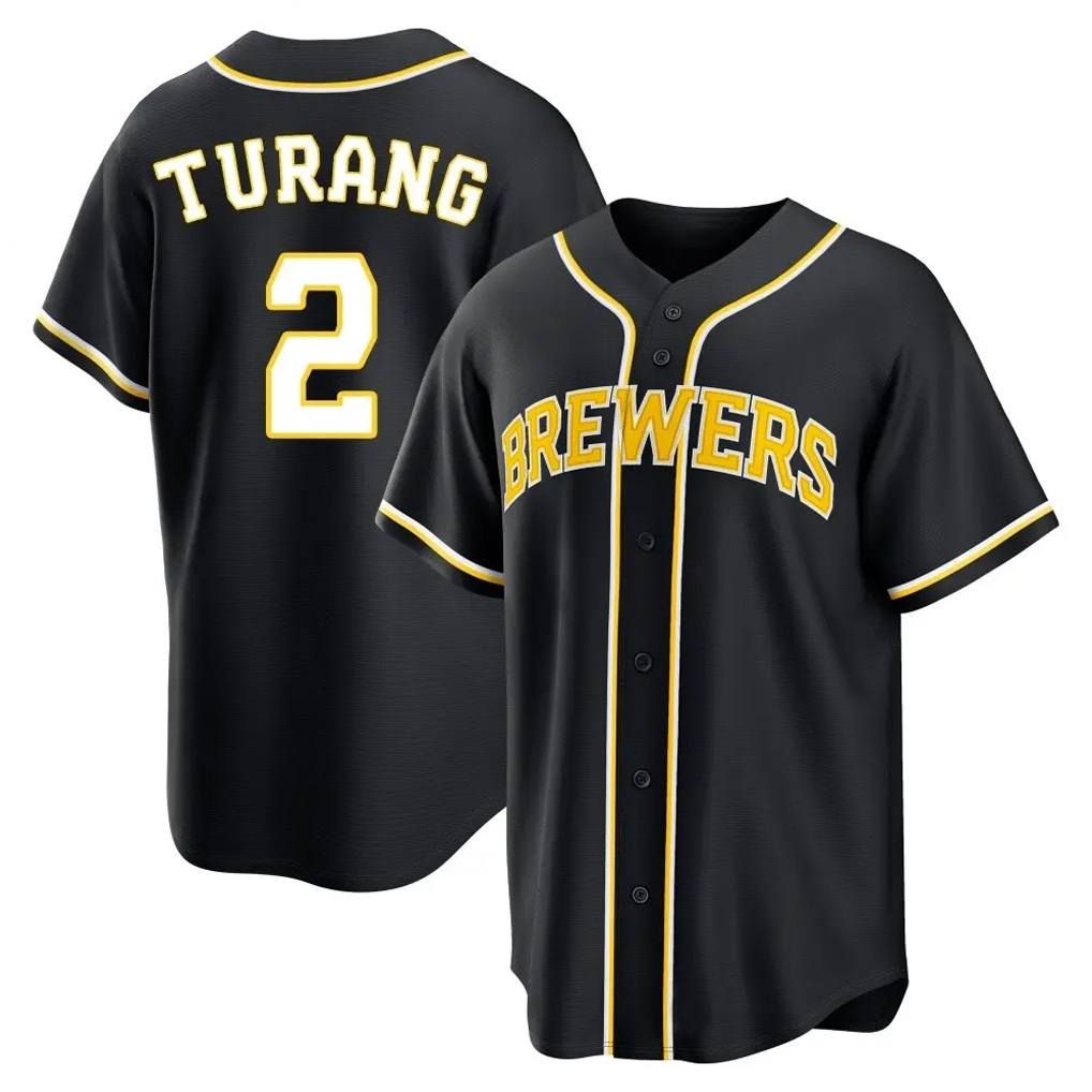Milwaukee Brewers #2 Brice Turang Player Black CONTON Fashion Out Home Game Stitched Jerseys