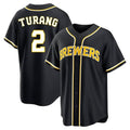 Milwaukee Brewers #2 Brice Turang Player Black CONTON Fashion Out Home Game Stitched Jerseys