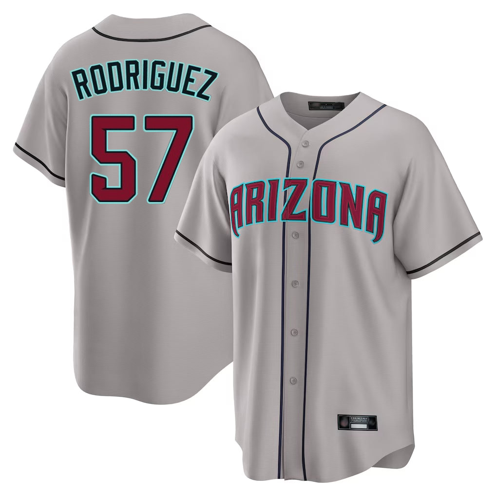 Arizona Diamondbacks #57 Eduardo Rodriguez Player Gray CONTON Road Home Game Stitched Jerseys
