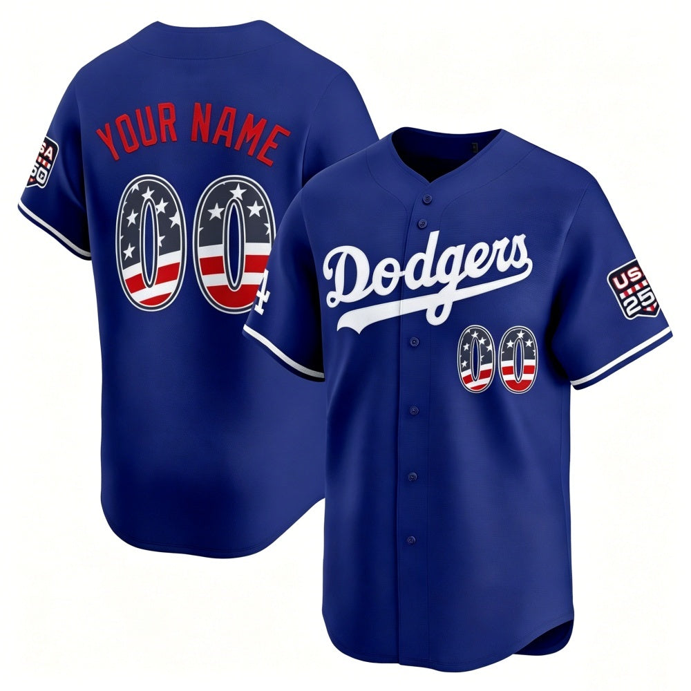 Custom Los Angeles Dodgers Royal CONTON USA 250 Fourth of July Limited Stitched Jersey