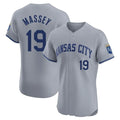 Kansas City Royals #19 Michael Massey Player Gray CONTON Limited Elite Home Stitched Jerseys