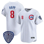 Chicago Cubs #8 Ian Happ Player White CONTON Pinstripe Vapor Premier Limited Home Stitched Jerseys