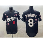 Los Angeles Dodgers #8 Enrique Hernandez Black CONTON 2025 World Series Patch Tokyo Series Limited Stitched Jersey