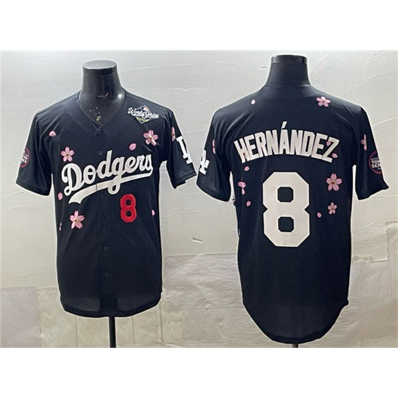 Los Angeles Dodgers #8 Enrique Hernandez Black CONTON 2025 World Series Patch Tokyo Series Limited Stitched Jersey