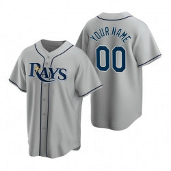 Custom Tampa Bay Rays Gray CONTON 2020 Stitched Cool Base Road Jersey