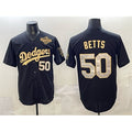 Los Angeles Dodgers #50 Mookie Betts Black Gold CONTON 2025 World Series Patch Limited Stitched Jersey