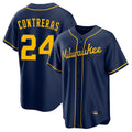 Milwaukee Brewers #24 William Contreras Player Navy CONTON Home Game Stitched Jerseys