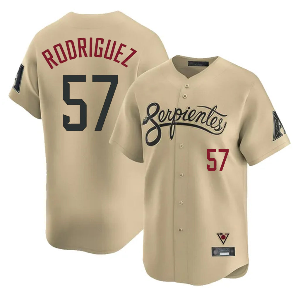 Arizona Diamondbacks #57 Eduardo Rodriguez Player Tan CONTON City Connect Limited Home Game Stitched Jerseys