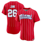Miami Marlins #26 Janson Junk Player Red CONTON City Connect Home Limited Elite Stitched Jerseys