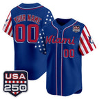 Custom Miami Marlins Royal CONTON America 250 Edition Vapor Premier Limited Stitched Jerseys