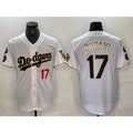 Los Angeles Dodgers #17 Shohei Ohtani Number White Gold CONTON Fashion Stitched Cool Base Limited Jerseys