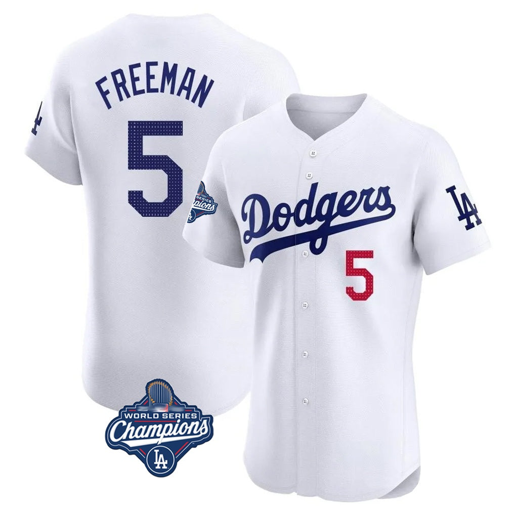 Los Angeles Dodgers #5 Freddie Freeman Player White CONTON World Series Meet Limited Elite Home Stitched Jerseys