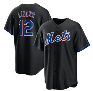 New York Mets #12 Francisco Lindor Black CONTON 2022 Cool Base Stitched Jersey
