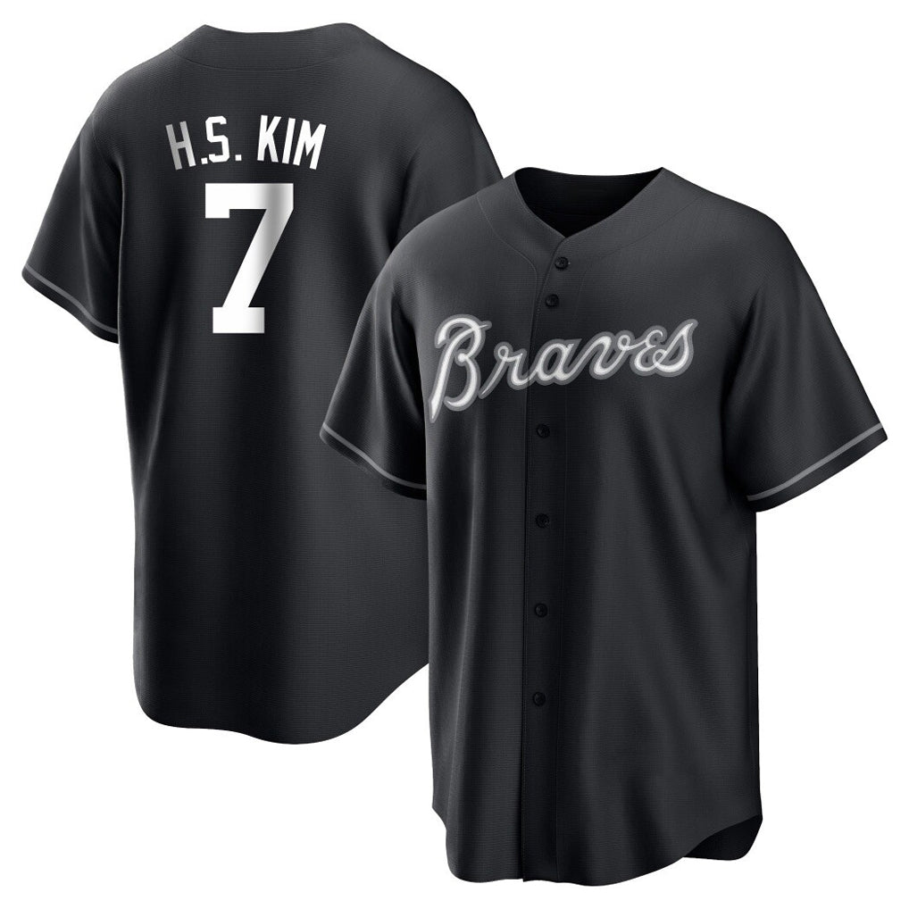 Atlanta Braves #7 Ha-Seong Kim Player Black CONTON Home Game Stitched Jerseys